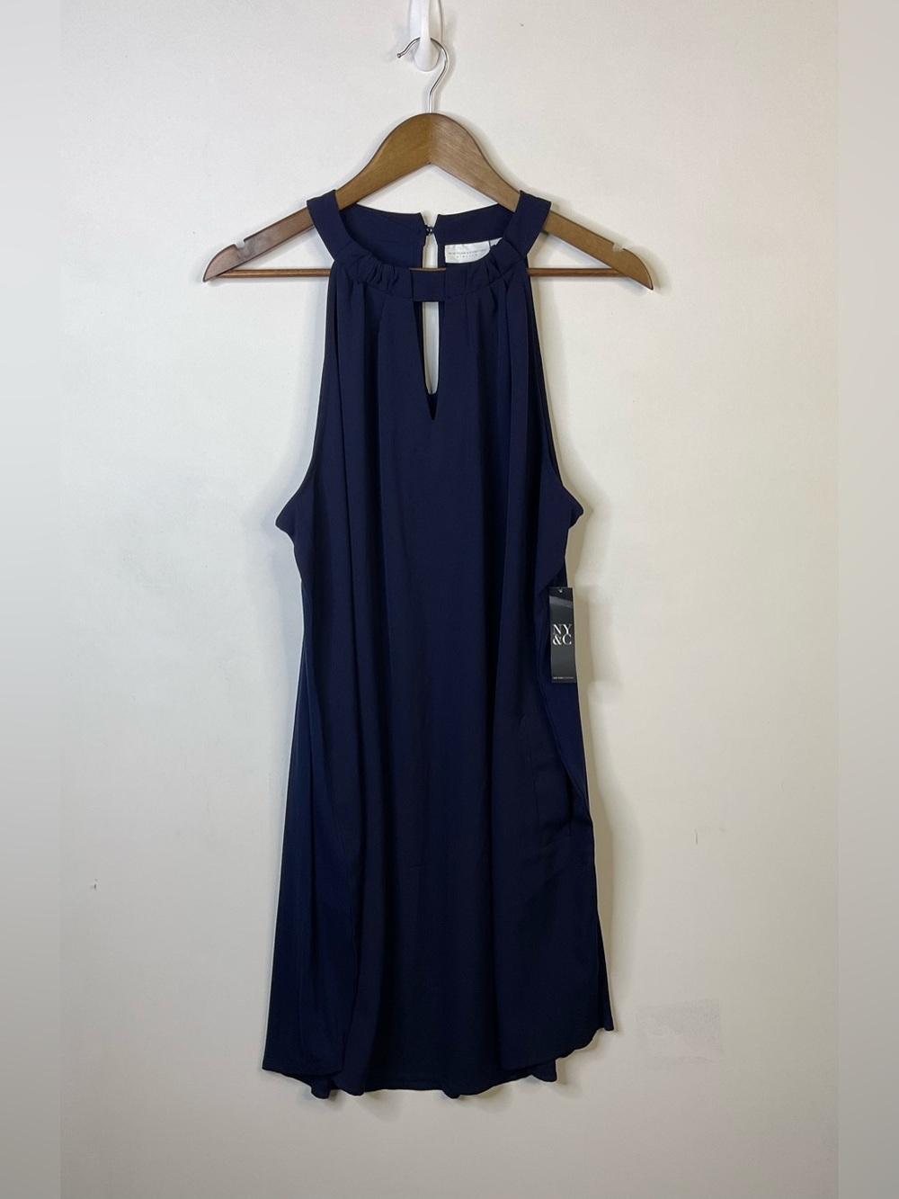 New York & Company Navy Blue Halter Sheath Dress Size XL NWT